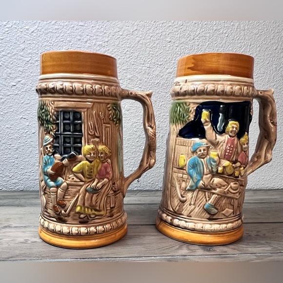 Vintage Wiesbaden Haus German Style Beer Steins Made in Japan Charming Pub Scene - Picture 4 of 10